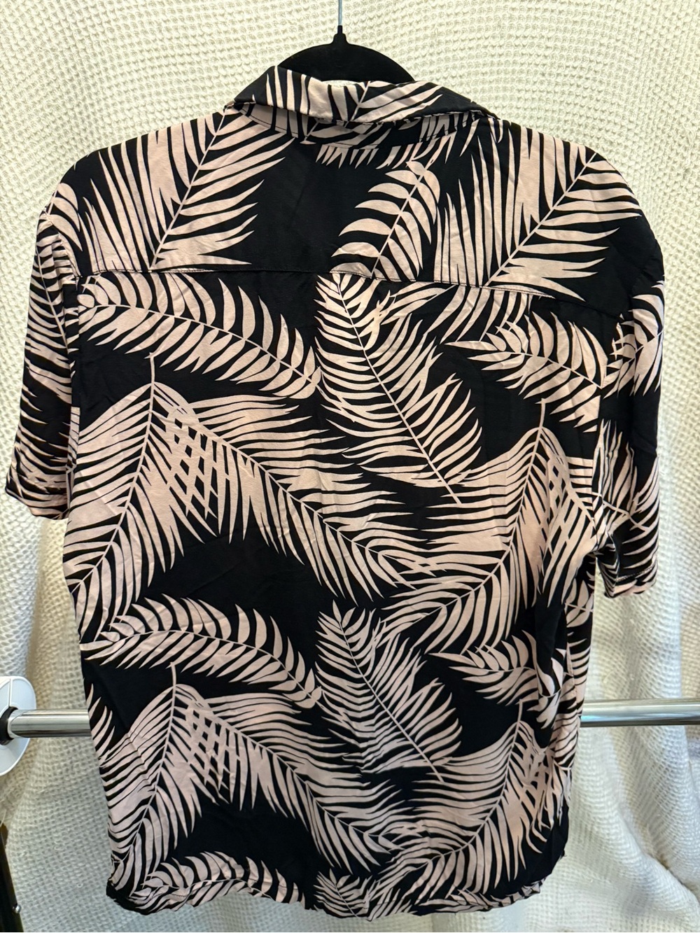 Denim & Flower Black and Blush Palm-Print Button-Up - Picture 3 of 3